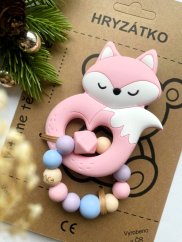 Hryzátko do ručky - lištička Duhovka SILIKONOVÁ