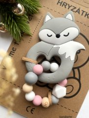 Hryzátko do ručky - liška Růžovka SILIKONOVÁ