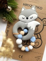 Hryzátko do ručky - lišák Modrásek SILIKONOVÝ