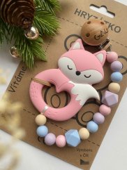 Hryzátko na klipu - liščátko jednorožec SILIKONOVÝ